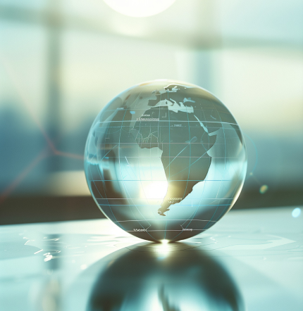 Glass globe in office