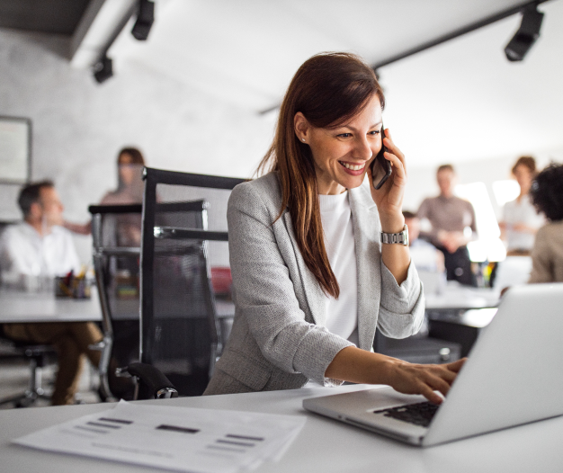 Workplace with happy employees