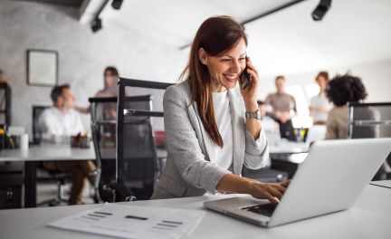 Workplace with happy employees