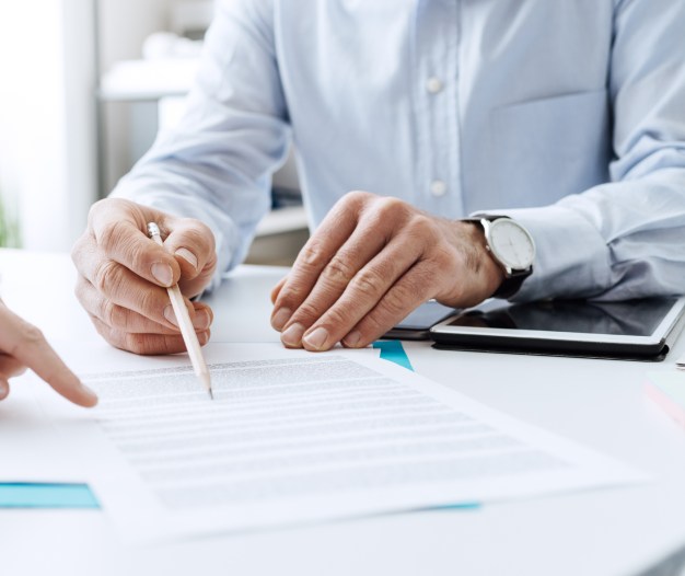 person studying a document