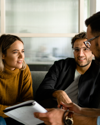 consultant talking to a couple