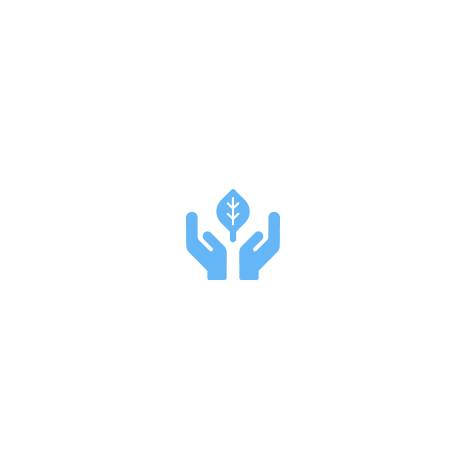 Hands holding a sprout icon