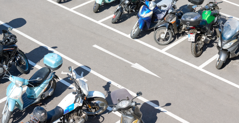 parked motorcycles athens international airport